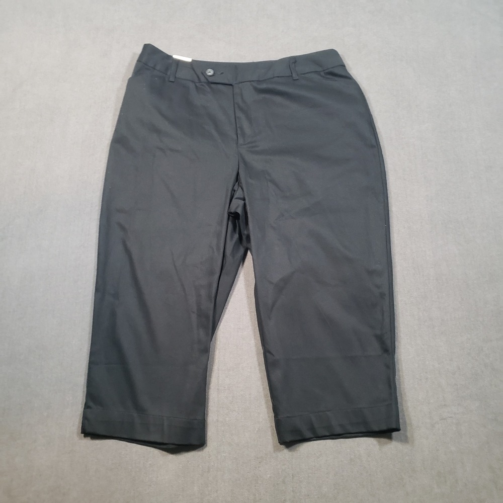 St. John's‎ Bay Capri Pants Womens 14 Black Secret Stretch Cropped Trousers NWT